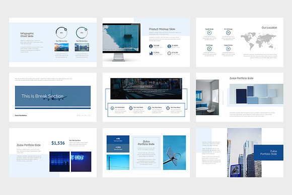 Zuloa : Blue Business Powerpoint in PowerPoint Templates - product preview 2