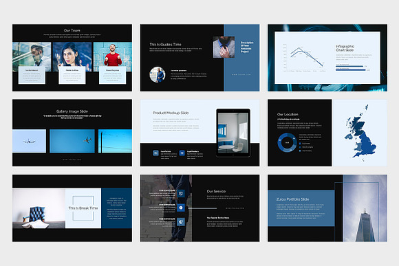 Zuloa : Blue Business Powerpoint in PowerPoint Templates - product preview 9