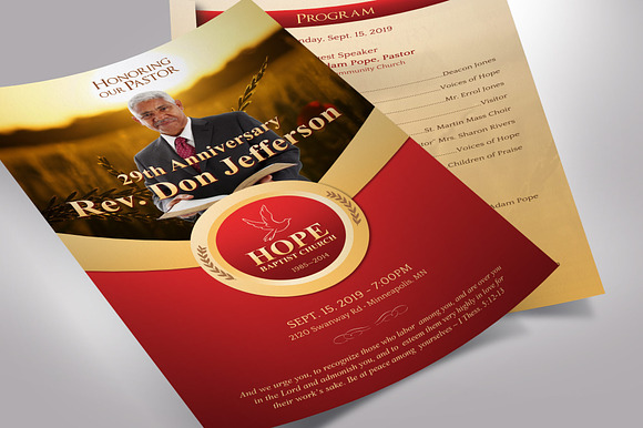 Pastor Anniversary Program Word in Stationery Templates - product preview 4