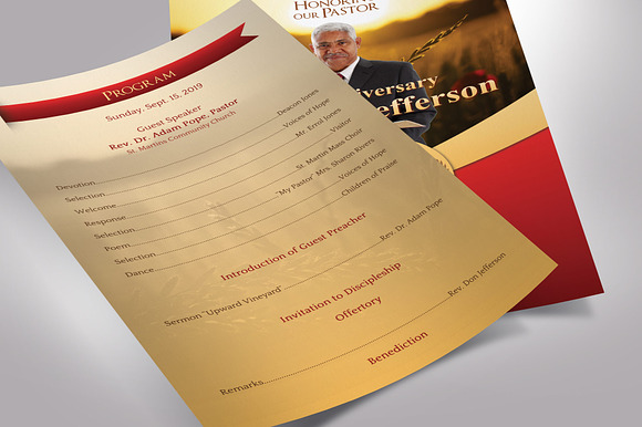 Pastor Anniversary Program Word in Stationery Templates - product preview 5