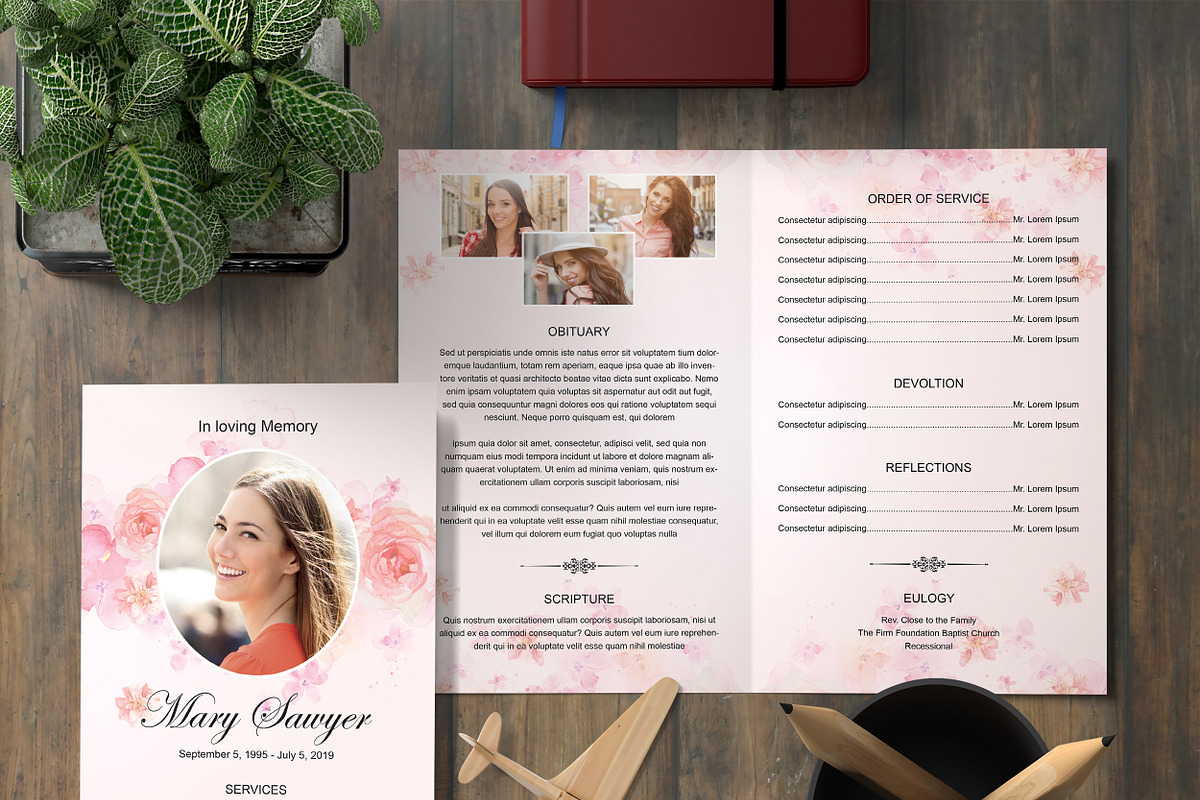 Funeral Program Template in Card Templates - product preview 8