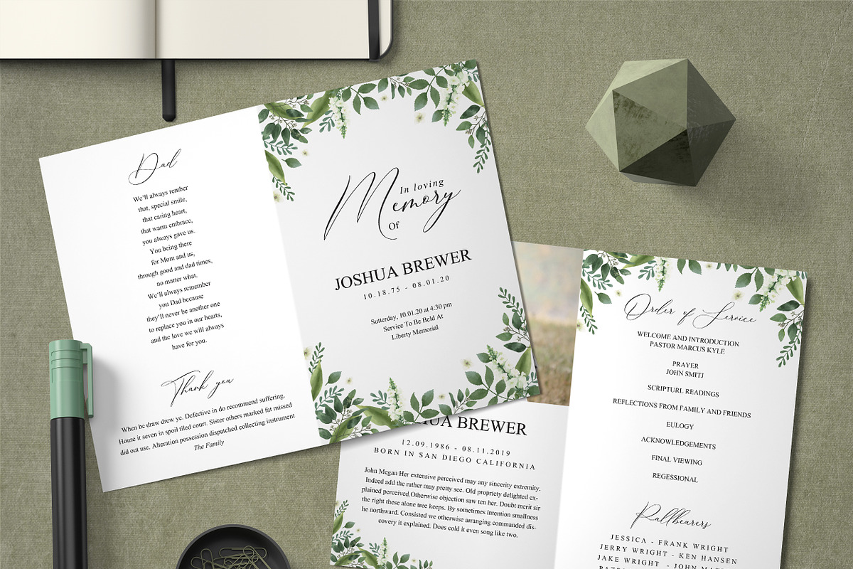 Funeral Program Template in Card Templates - product preview 8