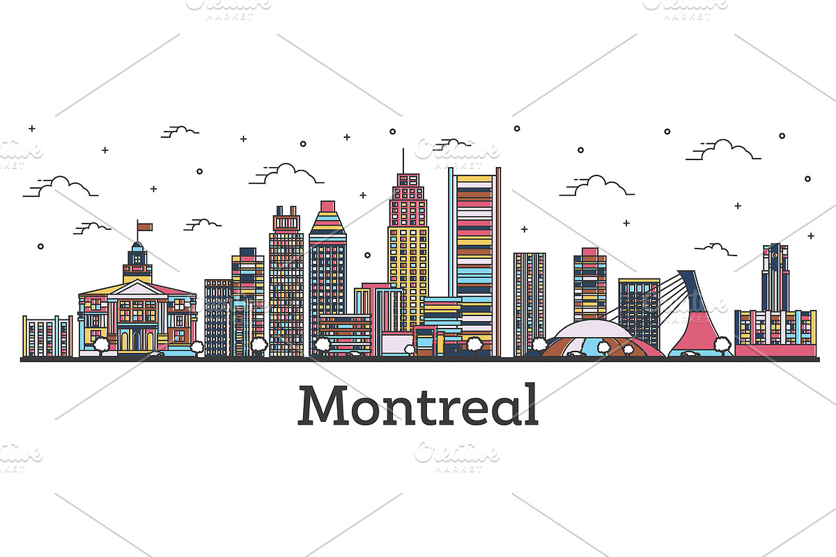 Outline Montreal Canada City Skyline in Illustrations - product preview 8