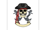 Sketch pirate skull.