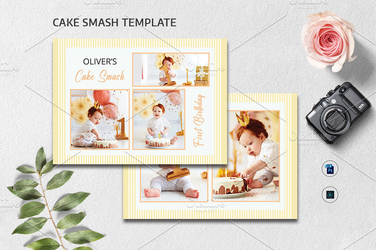 Cake smash photo collage V01 in Flyer Templates - product preview 8