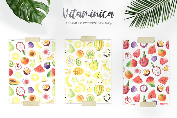 Watercolor Vitaminica Fruit Set in Graphics - product preview 4
