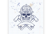 Sketch fireman skull
