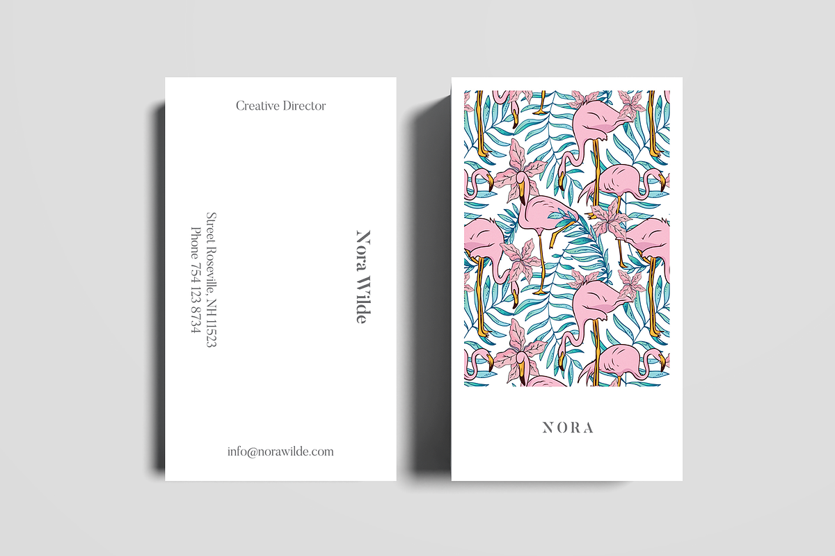 Boho Flamingo Business Card Template in Business Card Templates - product preview 8