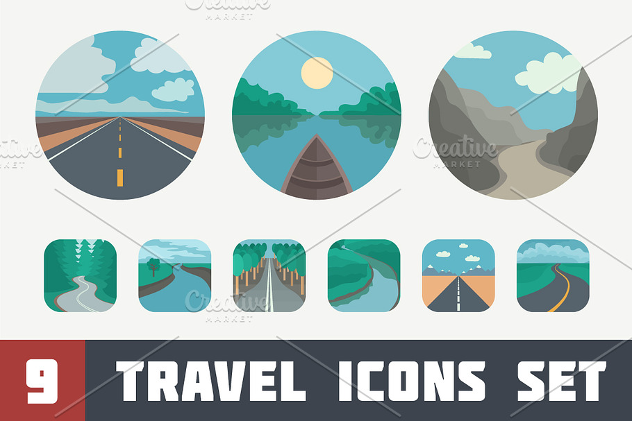 Travel Icons Set: Landscapes in Travel Icons - product preview 8
