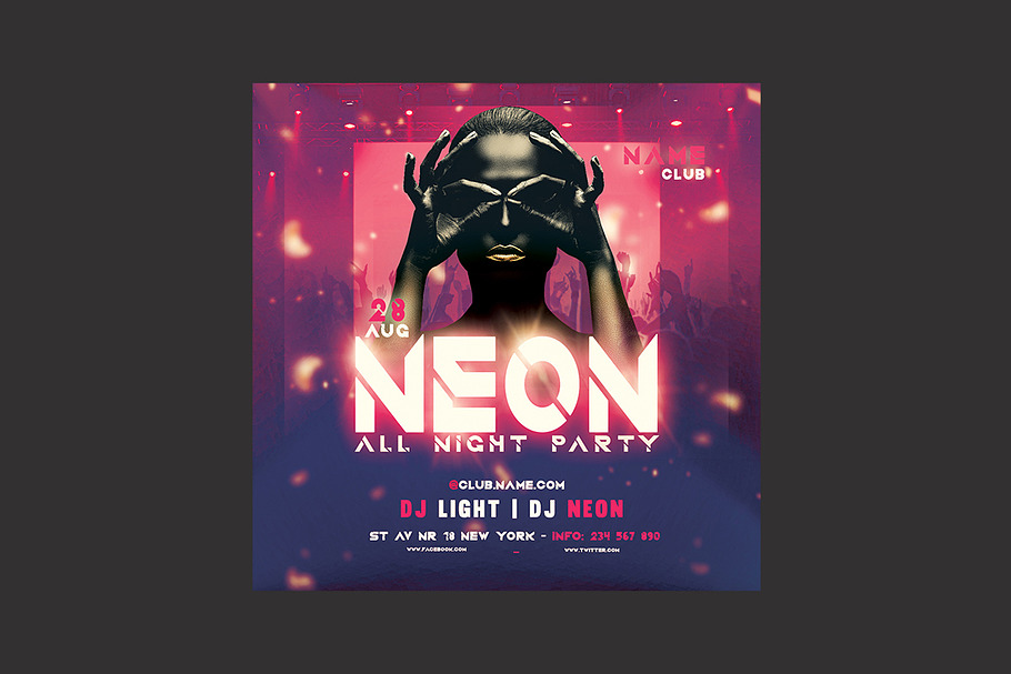 Neon Party Flyer in Flyer Templates - product preview 8