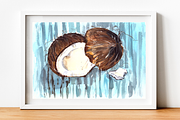 Watercolor Coconuts Print & Clip Art