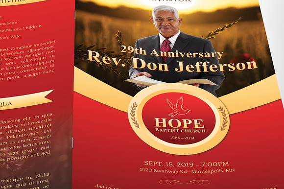Pastor Anniversary Program Word 4pgs in Brochure Templates - product preview 3