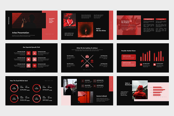 Arlea : Red Pitch Deck Powerpoint in PowerPoint Templates - product preview 1