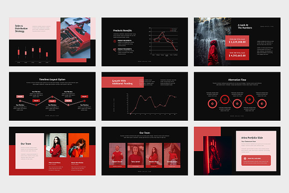 Arlea : Red Pitch Deck Powerpoint in PowerPoint Templates - product preview 2