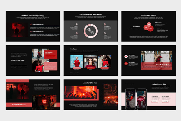 Arlea : Red Pitch Deck Powerpoint in PowerPoint Templates - product preview 5