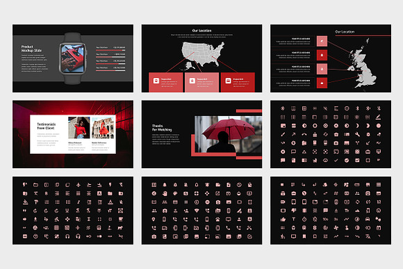 Arlea : Red Pitch Deck Powerpoint in PowerPoint Templates - product preview 6