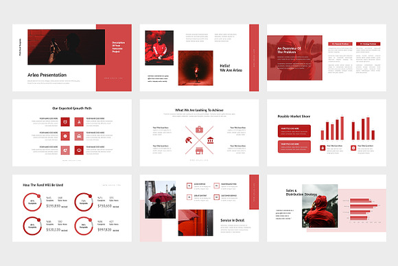 Arlea : Red Pitch Deck Powerpoint in PowerPoint Templates - product preview 7