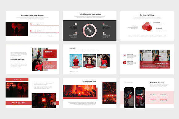 Arlea : Red Pitch Deck Powerpoint in PowerPoint Templates - product preview 11