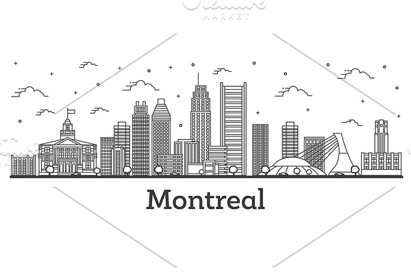 Outline Montreal Canada City Skyline