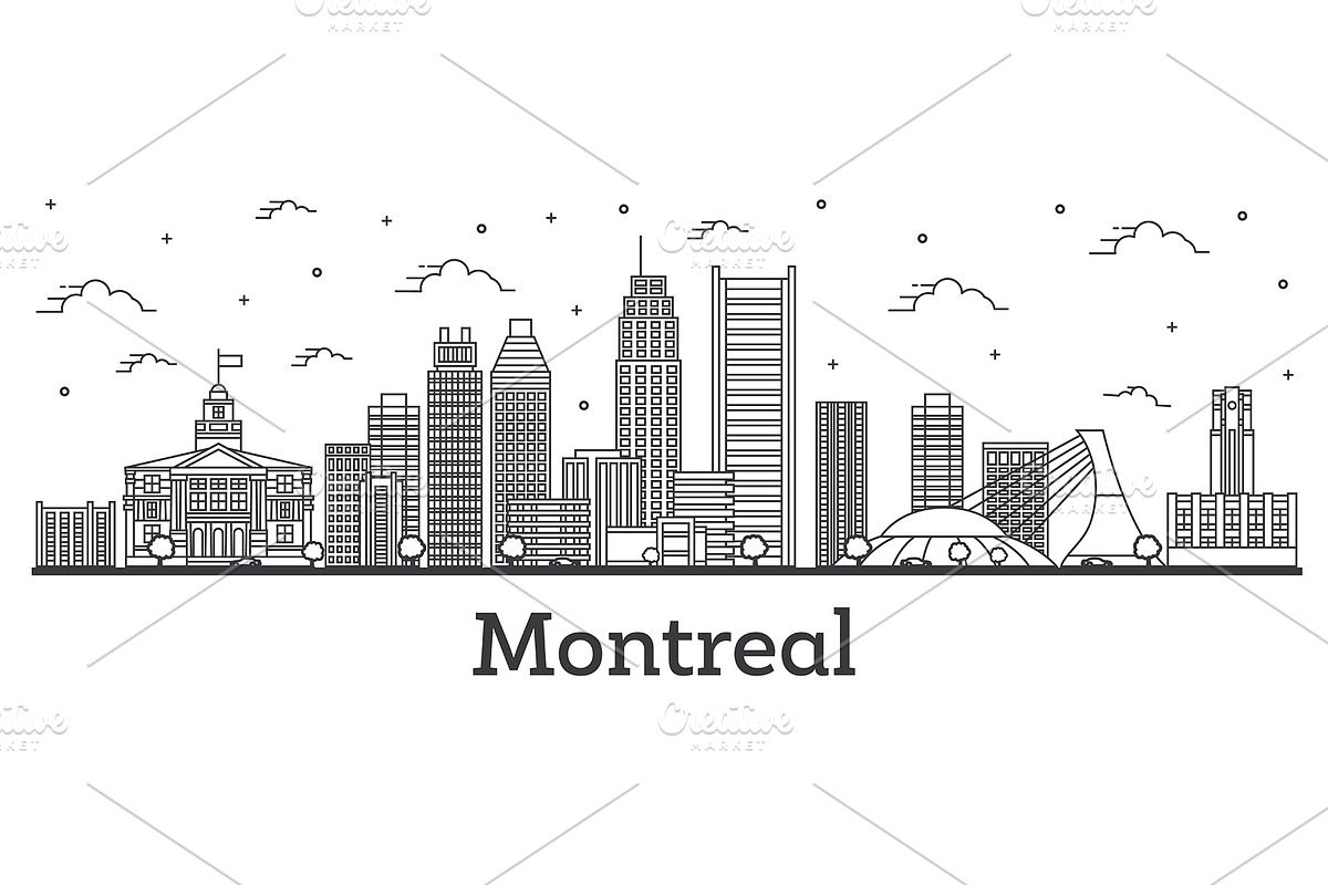 Outline Montreal Canada City Skyline in Graphics - product preview 8