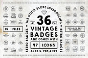 36 Vintage Logo Badges & 97 Icons