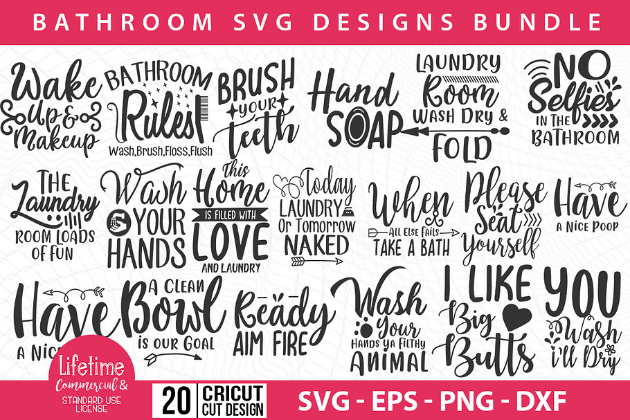 20 Bathroom SVG Design Bundle
