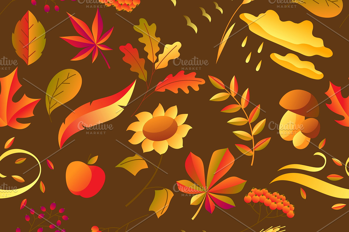 Seamless pattern with autumn items. in Patterns - product preview 8