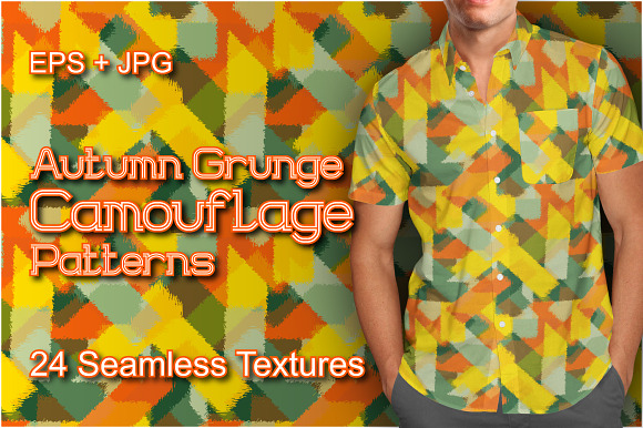24 Autumn Grunge Camo Patterns in Textures - product preview 1