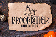 Broomstick Halloween Font & Doodles