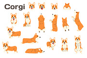 Corgi vector illustration set