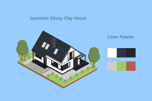 Isometric Ebony Clay House in Illustrations - product preview 1