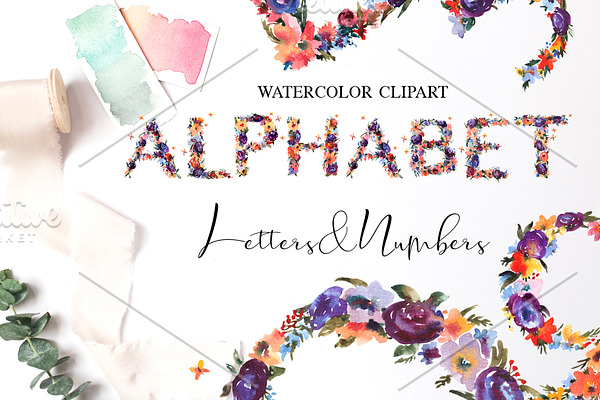 Watercolor Summer Floral Alphabet
