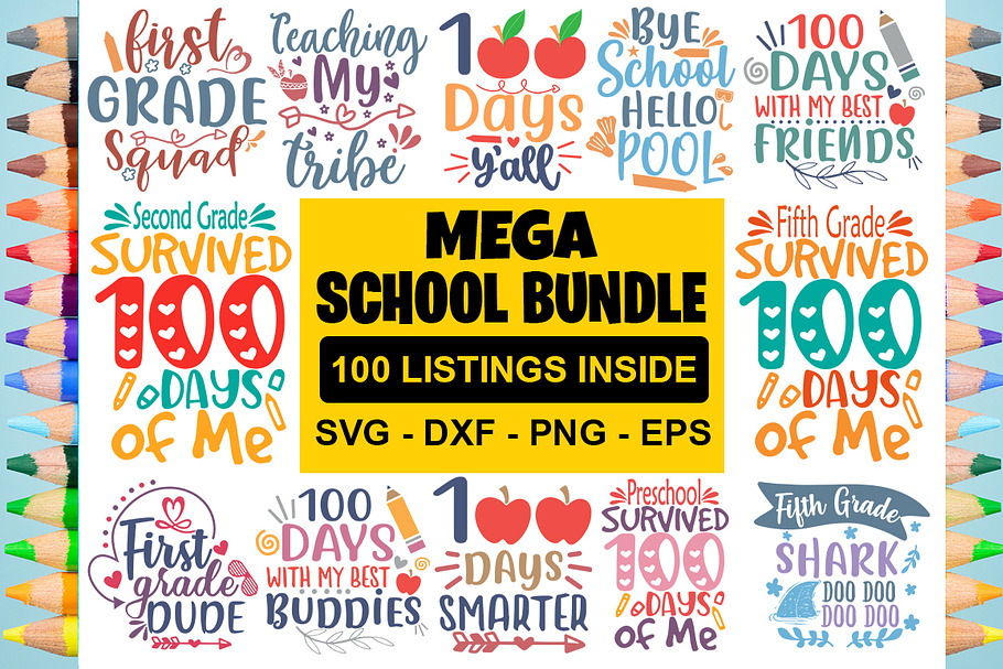 100 Days School SVG Big Bundle