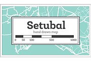 Setubal Portugal City Map in Retro