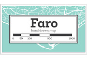 Faro Portugal City Map in Retro