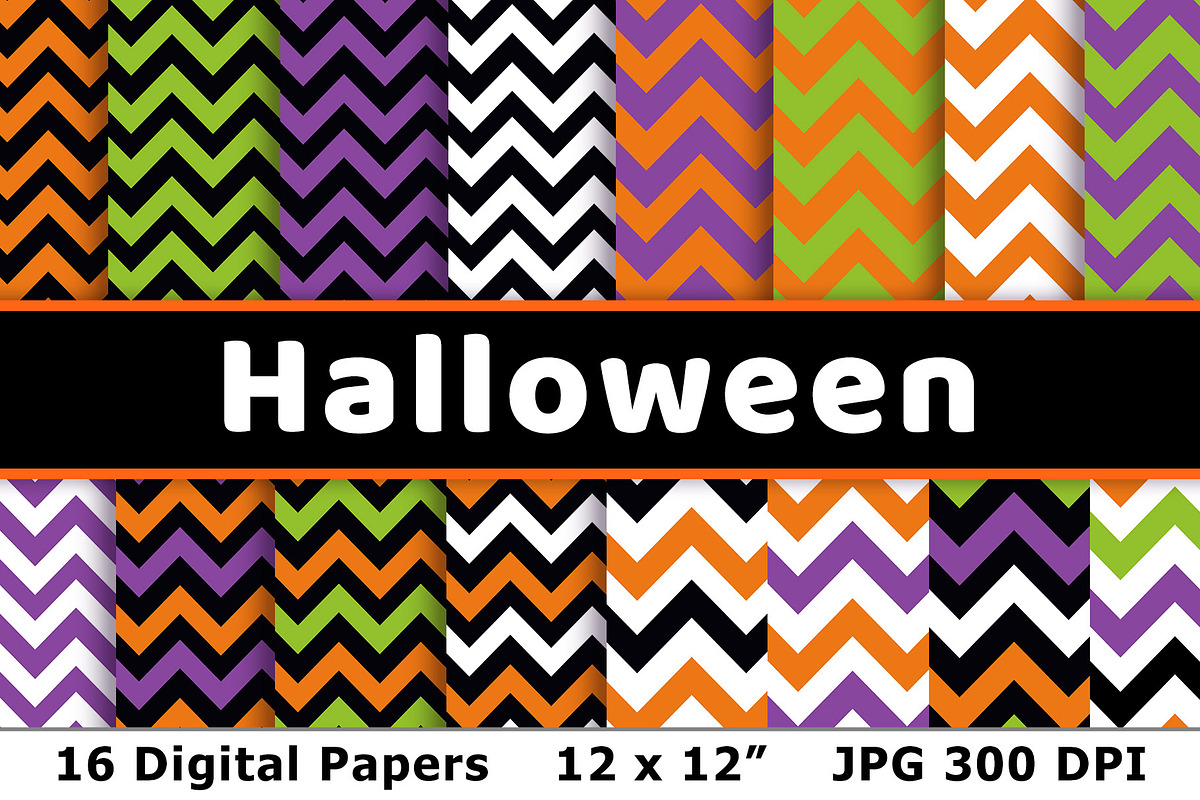 Halloween Digital Papers- Chevron in Patterns - product preview 8