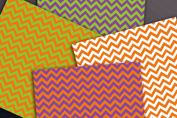 Halloween Digital Papers- Chevron in Patterns - product preview 3