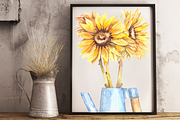 Watercolor Sunflowers Clip Art&Print