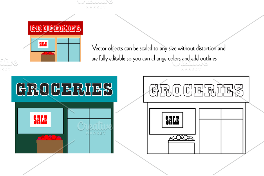 Town Buildings Clipart in Illustrations - product preview 8