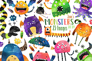 Watercolor Monsters Clipart