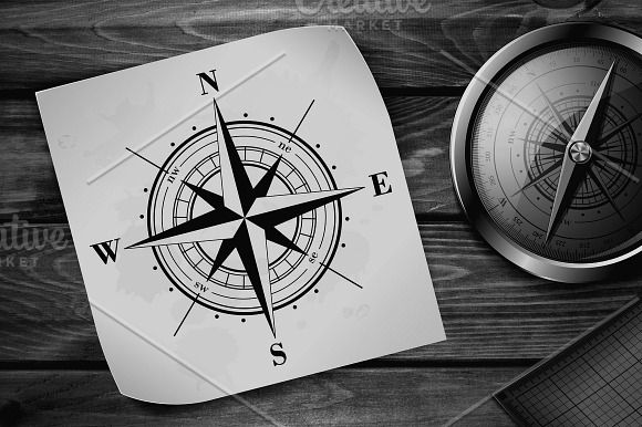 Vector Set of Compass Roses in Illustrations - product preview 4