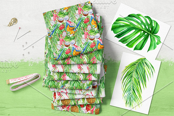 Tropical flowers and fruits in Illustrations - product preview 9