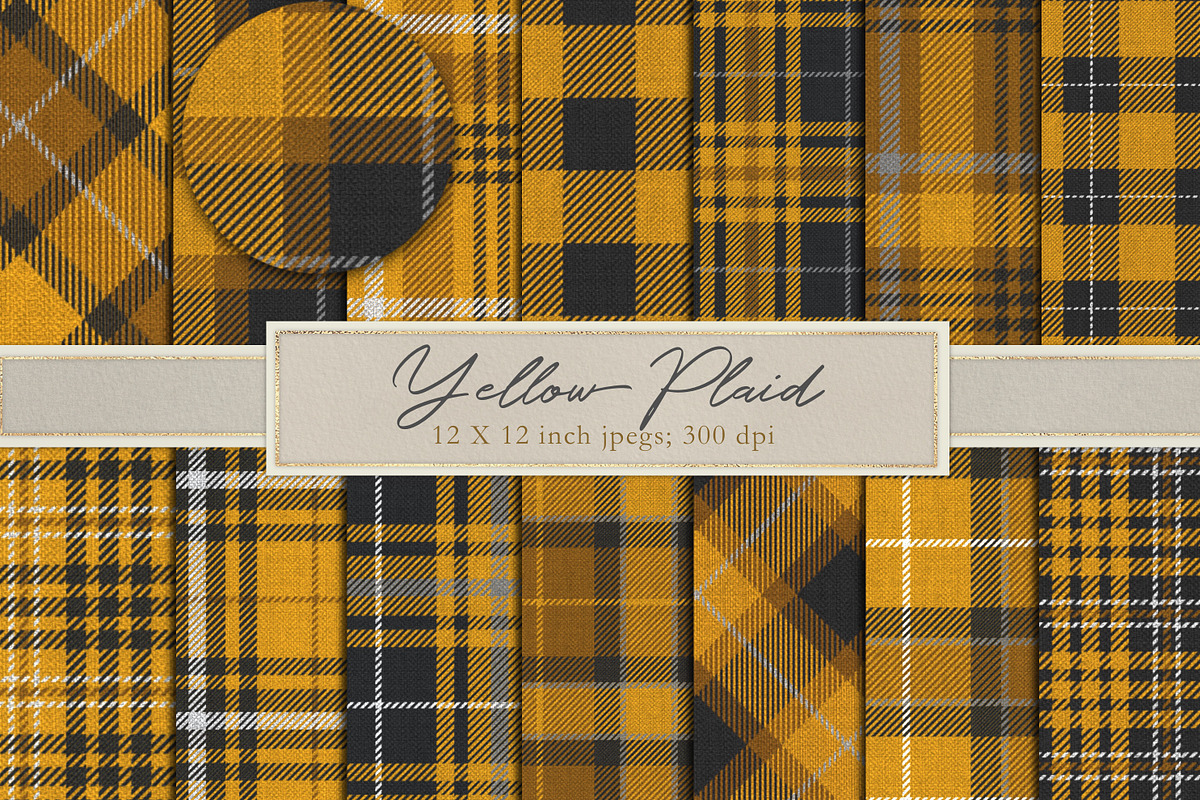 Yellow lumberjack plaid backgrounds in Patterns - product preview 8