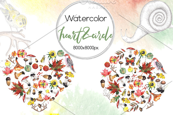 Autumn. Watercolor & graphic set in Objects - product preview 3