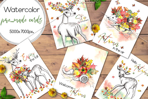 Autumn. Watercolor & graphic set in Objects - product preview 4
