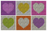 24 Knitted Hearts Seamless Patterns