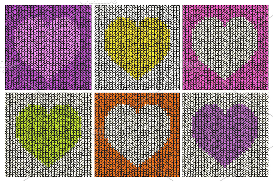 24 Knitted Hearts Seamless Patterns in Patterns - product preview 8