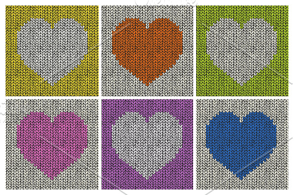 24 Knitted Hearts Seamless Patterns in Patterns - product preview 2