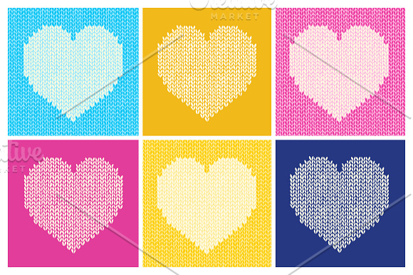 24 Knitted Hearts Seamless Patterns in Patterns - product preview 3