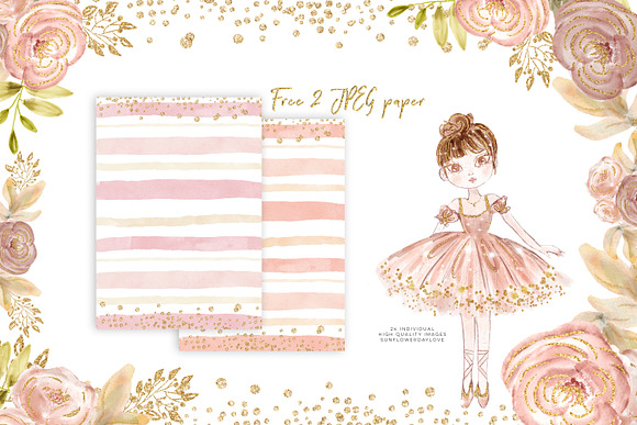 Princess Ballerina Pink Gold in Illustrations - product preview 1